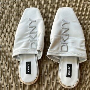 DKNY White Slippers with Open Back